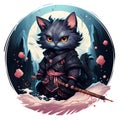 Character Design of Mystical Black Samurai Cat