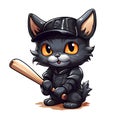 Character design of Playful Cat with Baseball Bat isolated
