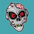 Cartoon Illustration of a Zombie with a Face Full of Maggots