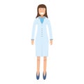 Character doctor standing isolated on white, flat vector illustration. Human female important physician professional activity,