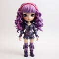 Abigail: A Bold Purple Doll With Vibrant Blue Curly Hair