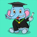 Character Elephant With Graduation Theme