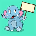 Character Elephant with Little Blank Wood