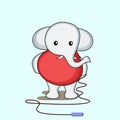 Character of elephant with skipping rope.