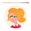 Character emotions avatar crying girl with red hair Royalty Free Stock Photo