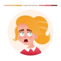 Character emotions avatar scared girl with red hair