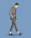 Character Employesman walking in the street.