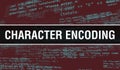 Character encoding text written on Programming code abstract technology background of software developer and Computer script.