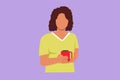 Character flat drawing attractive business woman in her office holding mug of coffee. Beautiful female holding coffee mug enjoying