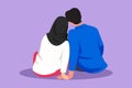 Character flat drawing back view of cute Arab people in love sit holding hands and looking at moon and stars. Happy man and woman Royalty Free Stock Photo
