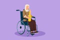 Character flat drawing beautiful Arabian woman sitting in wheelchair plays saxophone. Disability patient, classical music.