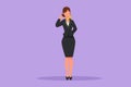 Character flat drawing beautiful flight attendant standing in uniform with call me gesture prepare at airport for flying and Royalty Free Stock Photo