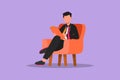 Character flat drawing businessman writing on clipboard. Male executive sitting in armchair. Man taking notes. Psychology