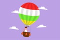 Character flat drawing cute little boy standing in box of hot air balloon. Little pilot of hot air balloon adventure. Creative kid Royalty Free Stock Photo