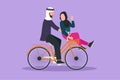 Character flat drawing cute romantic Arabian couple on date riding bicycle. Young man and woman in love. Happy married couple Royalty Free Stock Photo