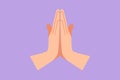 Character flat drawing hands folded in prayer icon. Praying hands with faith in religion. Power of hope or love and devotion.