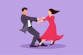 Character flat drawing of happy handsome guy and pretty girl dancing on the floor at home. Romantic couple holding hands and dance Royalty Free Stock Photo