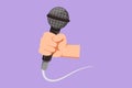 Character flat drawing karaoke man sings song with microphone. Singer holding microphone in his hand at karaoke singer sing a song