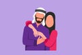 Character flat drawing of lovers man and woman hugging each other. Happy family. Romantic couple in relationship in love. Arabian Royalty Free Stock Photo