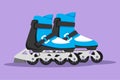 Character flat drawing pair of old retro plastic quad roller skate shoes logo. Healthy fitness sports concept. Vintage classical