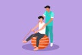Character flat drawing physiotherapy rehabilitation isometric composition with medical specialist helping man patient to massage Royalty Free Stock Photo