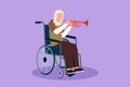Character flat drawing pretty Arab female in wheelchair playing trumpet during music lesson. Physically disabled. Person in