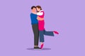 Character flat drawing romantic couple in love kissing and hugging. Happy man carrying pretty woman celebrating wedding Royalty Free Stock Photo