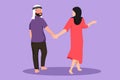 Character flat drawing romantic young couple in love hand in hand. Arab couple in love spending time together at park. Happy Royalty Free Stock Photo
