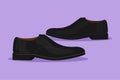 Character flat drawing shoes realistic with stylish black men oxford boots for cobbler shoe shop for ads, promo and banner of