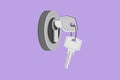 Character flat drawing stylized door knob locks with keys isolated. Open the doors icon. Real Estate concept, template for sales, Royalty Free Stock Photo