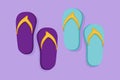 Character flat drawing stylized flip flops icon. Modern colorful summer flip flops for beach holiday or vacation. Beach sandals Royalty Free Stock Photo