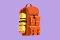 Character flat drawing stylized hiking backpacks with sleeping bags. Camp, hike bags, knapsacks. Camping backpack for hiking, Royalty Free Stock Photo