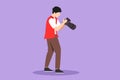 Character flat drawing stylized photographers or paparazzi taking photo with digital cameras with angles. Journalists or reporters