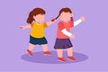 Character flat drawing toddler kids girls fighting with one pulling hair of the other. She look of shock and pain. Problem of Royalty Free Stock Photo