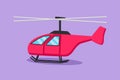 Character flat drawing of toy helicopter logo, icon, label, symbol. Children toys, air vehicles. Flying helicopter, for