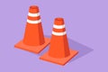 Character flat drawing traffic cone logo. Icon for traffic on road, street and construction. Orange caution bollard. Safety and