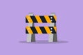 Character flat style drawing warning striped sign under construction board located on the side of the road which is undergoing Royalty Free Stock Photo