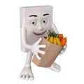 Character with fresh food