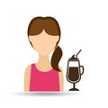 character girl cup coffee cool straw icon graphic Royalty Free Stock Photo