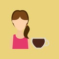 character girl cup coffee cool straw icon graphic Royalty Free Stock Photo