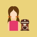 character girl cup coffee espresso icon graphic Royalty Free Stock Photo