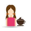 character girl cup coffee espresso icon graphic Royalty Free Stock Photo