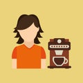 character girl cup coffee icon graphic Royalty Free Stock Photo