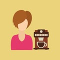 character girl cup milk straw icon graphic