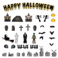 The character halloween collections and propertie on white background as happy day and party concept. vector illustration