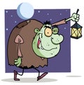 Character halloween igor with lantern Royalty Free Stock Photo