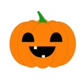 A character for Halloween. A pumpkin with empty eye sockets and a toothless mouth.