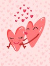 Character Heart kisses character Heart. Royalty Free Stock Photo