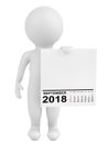 Character holding calendar September 2018. 3d Rendering Royalty Free Stock Photo