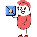 Character holding mail envelop flat vector icon